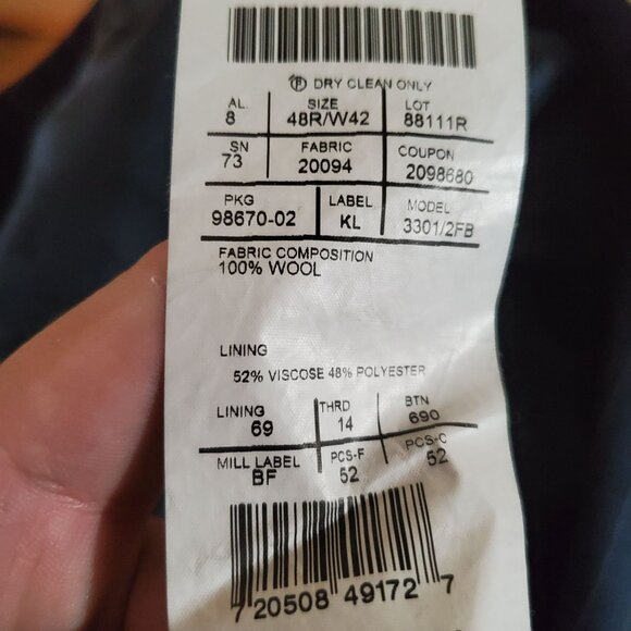 Jos. A. Bank Suit Mens 48R 43x28 Navy Blue Pinstriped Wool Reserve Two Piece - Picture 4 of 16